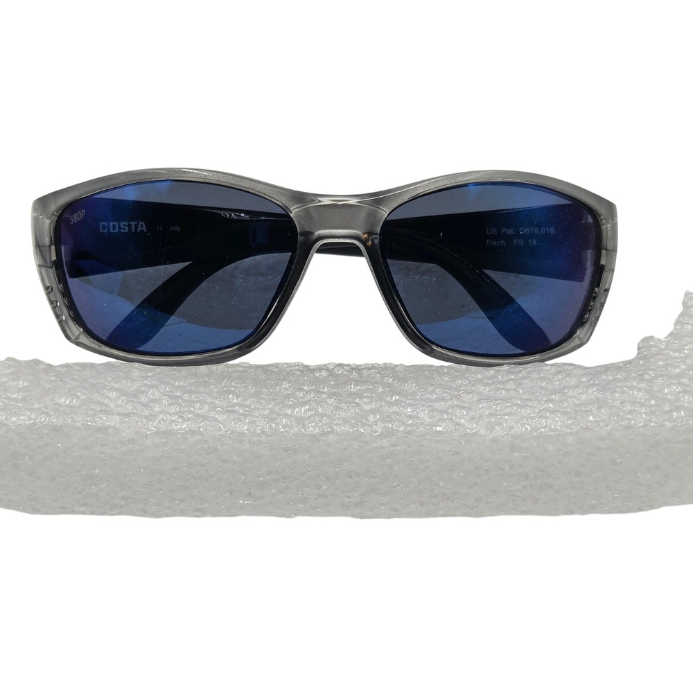 Costa Del Mar Fisch Sunglasses Smoke Gray Blue Mirror Polarized 580P FS 18 Case